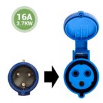 Image of 16A blue cee plug and socket