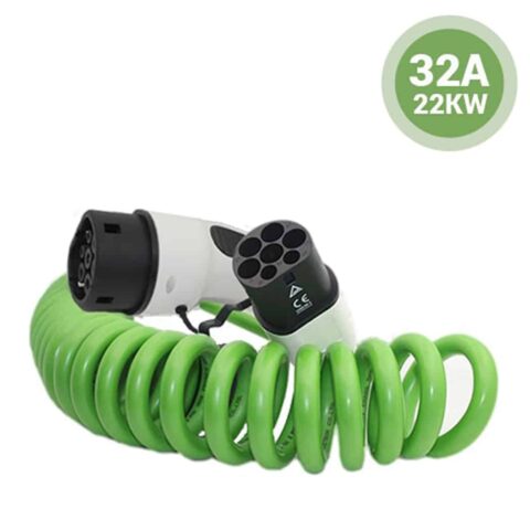 Photo of a green 22kW 3 phase spiral cable